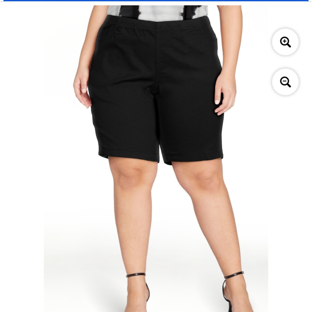 Just My Size Women’s Plus Size 4 Pocket Black Bermuda Shorts 1X NWT